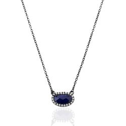 Colgante Plata Mujer COM0019RULP Piedra Mineral Lapislázuli Ovalada
