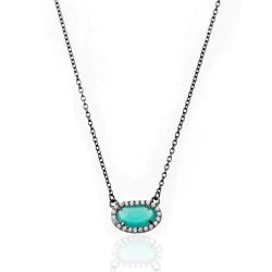 Colgante Plata Mujer COM0019RUOV Piedra Mineral Onix Verde Ovalada