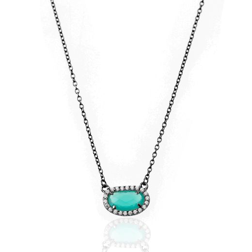 Colgante Plata Mujer COM0019RUOV Piedra Mineral Onix Verde Ovalada