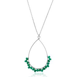 Colgante Plata Mujer COM0021RHOV Piedra Mineral Onix Verde