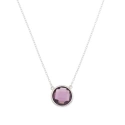 Colgante Plata Mujer COM0023RHAM Piedra Mineral Rubí Redonda