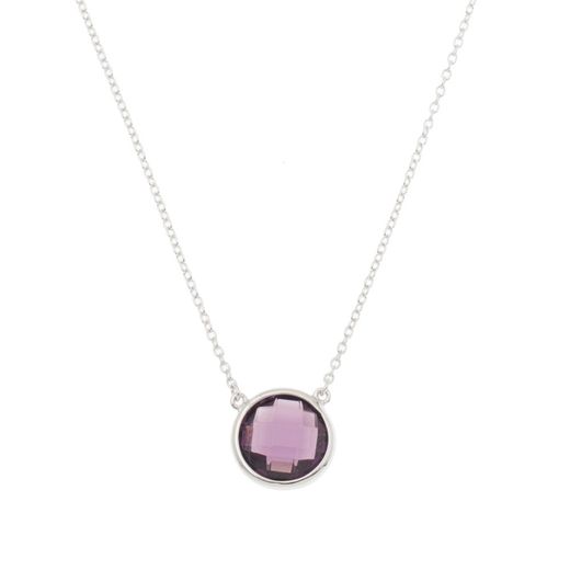 Colgante Plata Mujer COM0023RHAM Piedra Mineral Rubí Redonda