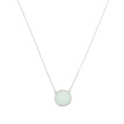 Colgante Plata Mujer COM0023RHCA Piedra Mineral Calcedonia Redonda