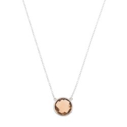 Colgante Plata Mujer COM0023RHCH Piedra Mineral Cuarzo Ahumado Redonda