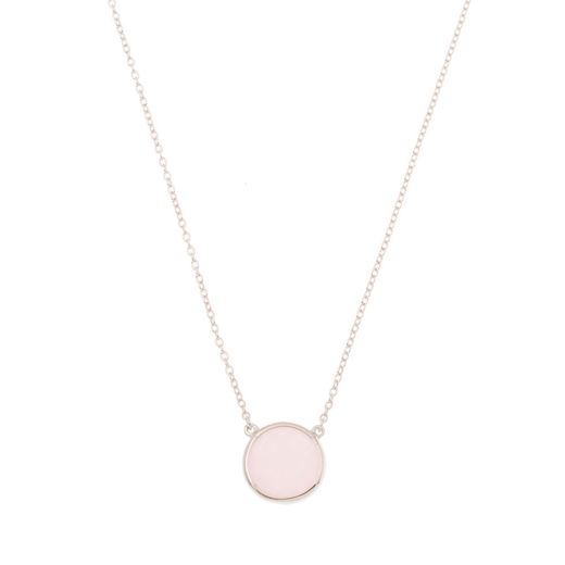 Colgante Plata Mujer COM0023RHCR Piedra Mineral Cuarzo Rosa Redonda