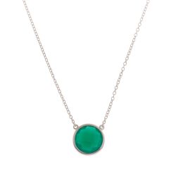 Colgante Plata Mujer COM0023RHOV Piedra Mineral Onix Verde Redonda