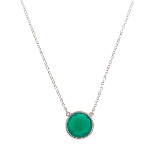 Colgante Plata Mujer COM0023RHOV Piedra Mineral Onix Verde Redonda