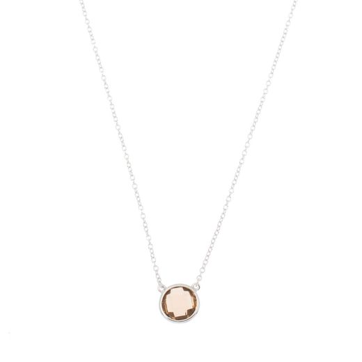 Colgante Plata Mujer COM0024RHCH Piedra Mineral Cuarzo Ahumado Redondo