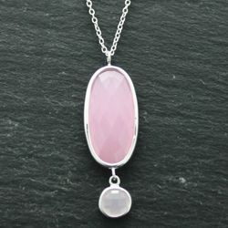 Colgante Plata Mujer COM0027RHCR Piedras Minerales Cuarzo Rosa