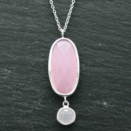 Colgante Plata Mujer COM0027RHCR Piedras Minerales Cuarzo Rosa