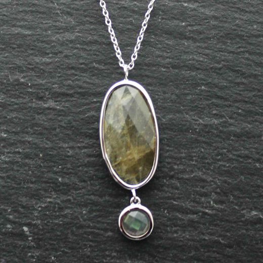 Colgante Plata Mujer COM0027RHLA Piedras Minerales Labradorita