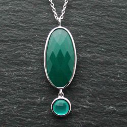 Colgante Plata Mujer COM0027RHOV Piedras Minerales Onix Verde