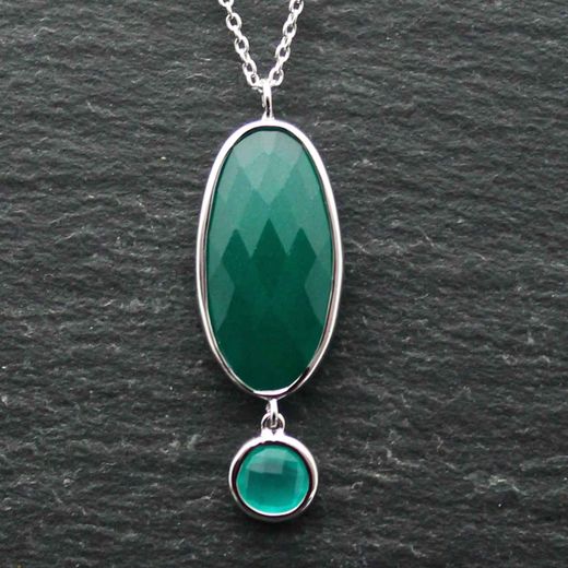 Colgante Plata Mujer COM0027RHOV Piedras Minerales Onix Verde