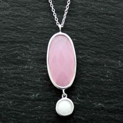 Colgante Plata Mujer COM0028RHCRPL Piedras Minerales Cuarzo Rosa + Piedra Luna