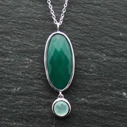 Colgante Plata Mujer COM0028RHOVCA Piedras Minerales Onix Verde + Calcedonia