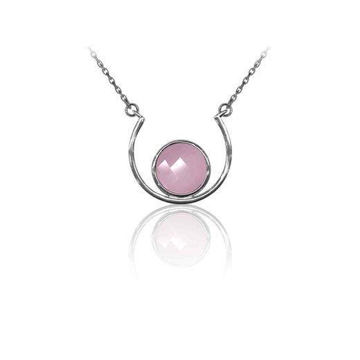 Colgante Plata Mujer COM0037RHCR Piedras Minerales Cuarzo Rosa
