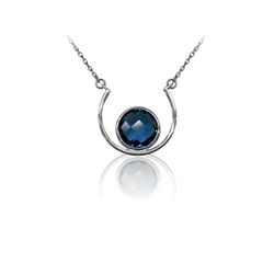 Colgante Plata Mujer COM0037RHGB Piedras Minerales Glass Blue