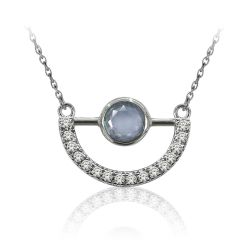 Colgante Plata Mujer COM0038RHCB Piedras Minerales Calcedonia Azul