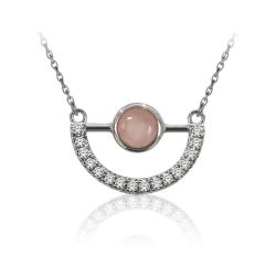 Colgante Plata Mujer COM0038RHCR Piedras Minerales Cuarzo Rosa