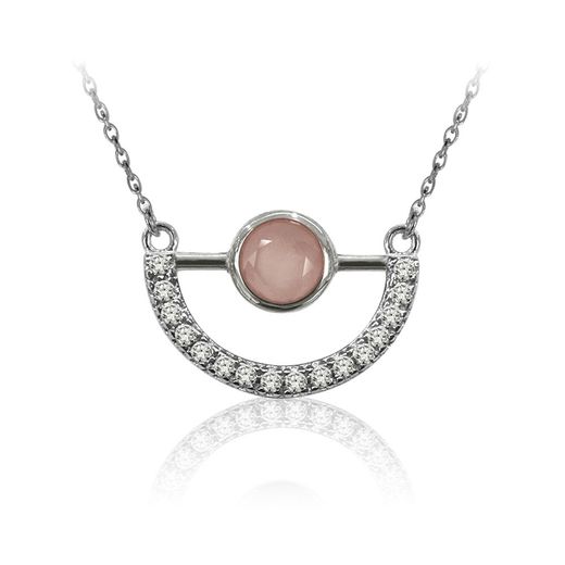 Colgante Plata Mujer COM0038RHCR Piedras Minerales Cuarzo Rosa