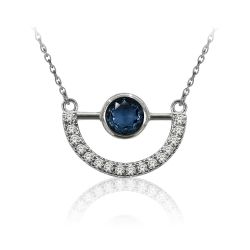 Colgante Plata Mujer COM0038RHGB Piedras Minerales Glass Blue