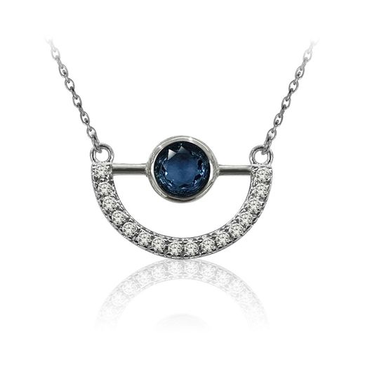 Colgante Plata Mujer COM0038RHGB Piedras Minerales Glass Blue