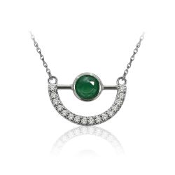 Colgante Plata Mujer COM0038RHOV Piedras Minerales Onix Verde