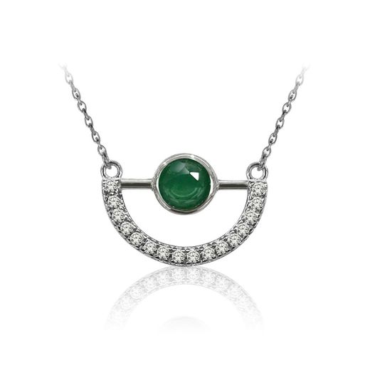 Colgante Plata Mujer COM0038RHOV Piedras Minerales Onix Verde