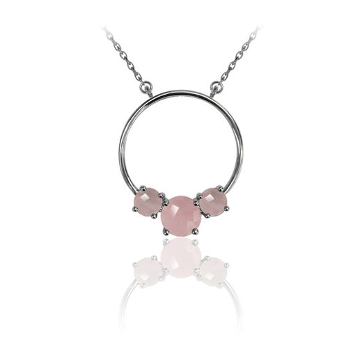 Colgante Plata Mujer COM0050RHCR Piedras Minerales Cuarzo Rosa