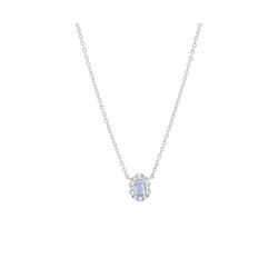 Colgante Plata Mujer N21900AQ Piedra Aguamarina Ovalada C. Circonitas 42cm
