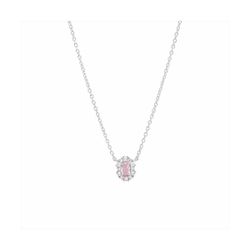 Colgante Plata Mujer N21900LR Piedra Rosa Claro Ovalada C. Circonitas 42cm