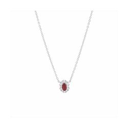 Colgante Plata Mujer N21900RB Piedra Rubí Ovalada C. Circonitas 42cm