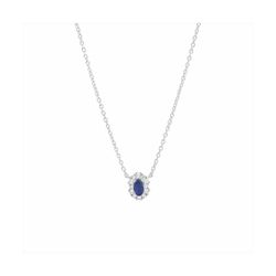 Colgante Plata Mujer N21900SP Piedra Zafiro Ovalada C. Circonitas 42cm