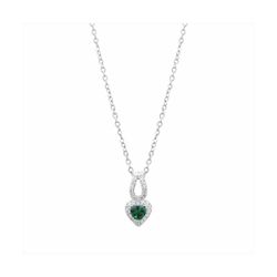 Colgante Plata Mujer P27170EM Corazón Piedra Esmeralda C. Circonitas 42cm