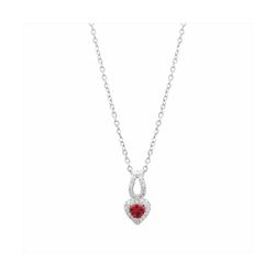 Colgante Acero - Plata Mujer P27170RB Corazón Piedra Rubí & Circonitas 42cm