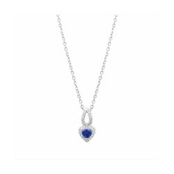 Colgante Plata Mujer P27170SP Corazón Piedra Zafiro C. Circonitas 42cm