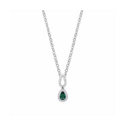 Colgante Acero - Plata Mujer P27171EM Lágrima Piedra Esmeralda & Circonitas 42cm