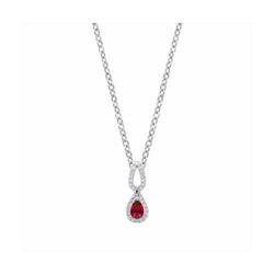 Colgante Acero - Plata Mujer P27171RB Lágrima Piedra Rubí & Circonitas 42cm