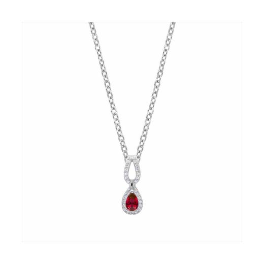Colgante Acero - Plata Mujer P27171RB Lágrima Piedra Rubí & Circonitas 42cm