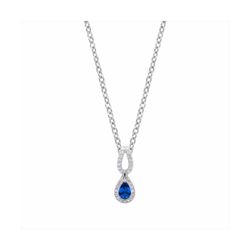 Colgante Acero - Plata Mujer P27171SP Lágrima Piedra Zafiro & Circonitas 42cm