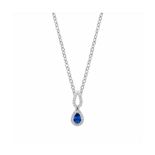 Colgante Acero - Plata Mujer P27171SP Lágrima Piedra Zafiro & Circonitas 42cm