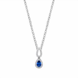Colgante Acero - Plata Mujer P27171SP Lágrima Piedra Zafiro & Circonitas 42cm