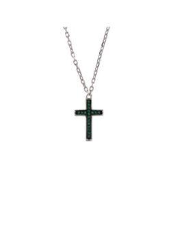 Colgante Plata Mujer PCRZ26/V Cruz Circonitas Verdes