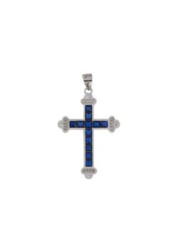 Colgante Plata Mujer PCRZ28/Z Cruz Circonitas Azules