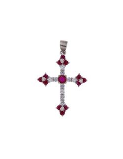 Colgante Plata Mujer PCRZ29/R Cruz Circonitas Blancas Bicolor Rosadas