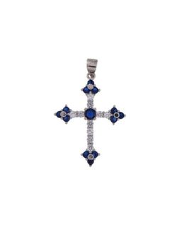 Colgante Plata Mujer PCRZ29/Z Cruz Circonitas Blancas Bicolor Azules