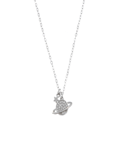 Colgante Plata Mujer PGAR666 Saturno & Estrella Circonitas