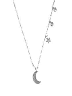 Colgante Plata Mujer PGAR676 Media Luna & Estrella Circonitas