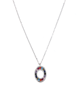 Colgante Plata Mujer PGAR739 Aro Circonitas Multicolor