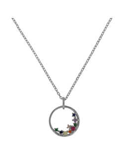 Colgante Plata Mujer PGAR808 Aro Circonitas Multicolor